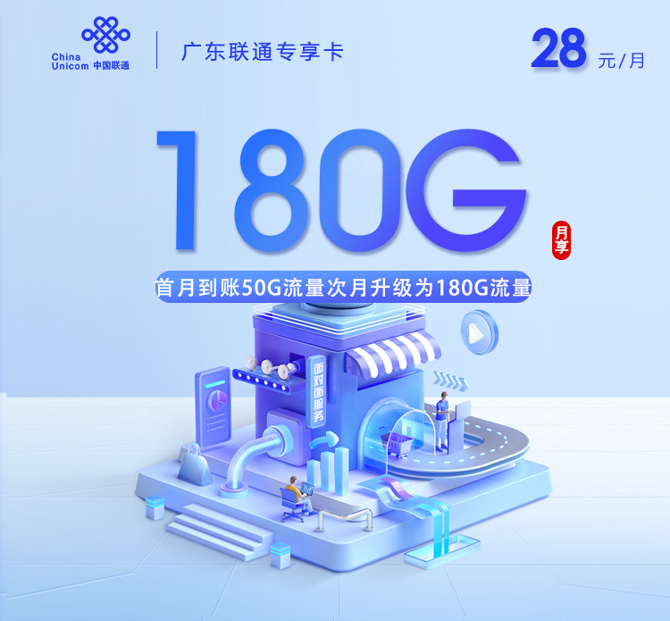 广东联通专享卡【28元180G流量】